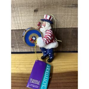 Vtg. Possible Dreams Clothtique PATRIOTIC SANTA Christmas Ornament